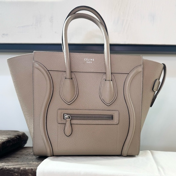Celine Luggage Micro in Drummed Calf Dune - Beige Designer Tote - Picture 1 of 16
